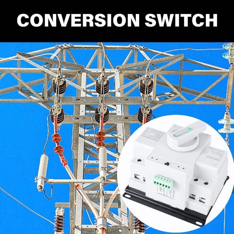 63A Double Power Transfer Switches 2P 220V Automatic Changeover Miniature MCB