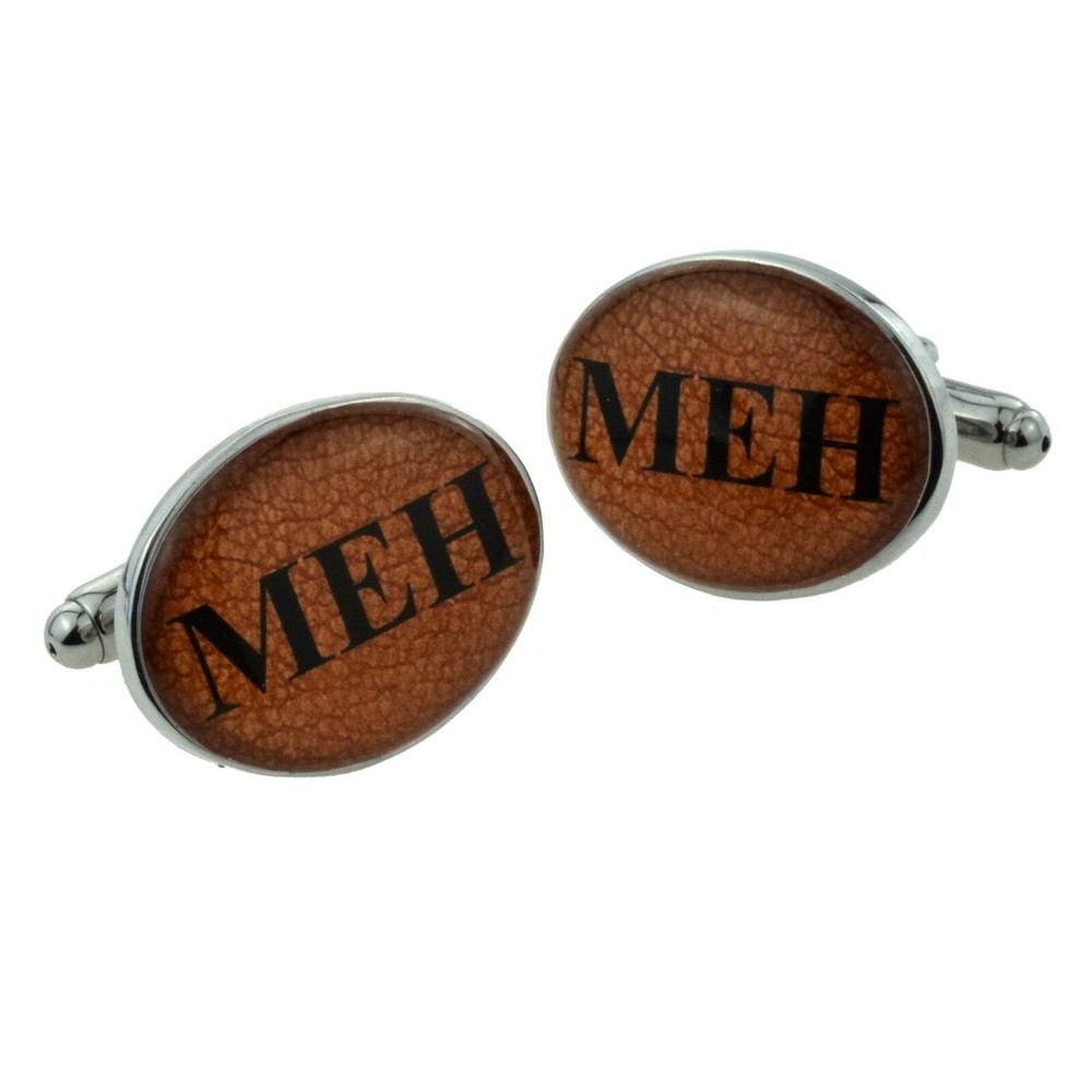 Personalised Brown Leather Effect Cufflinks Presented in a Cufflink Box X2BOCO87
