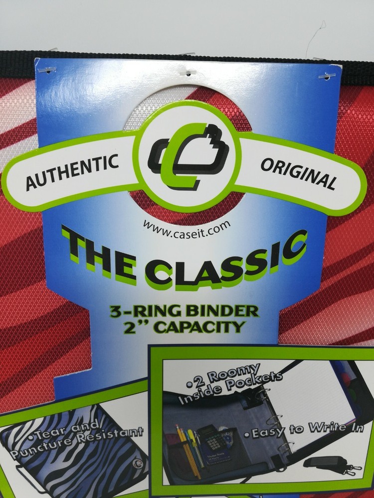Case It The Classic 3 Ring Binder 2" Capacity Red Stripes Handle New