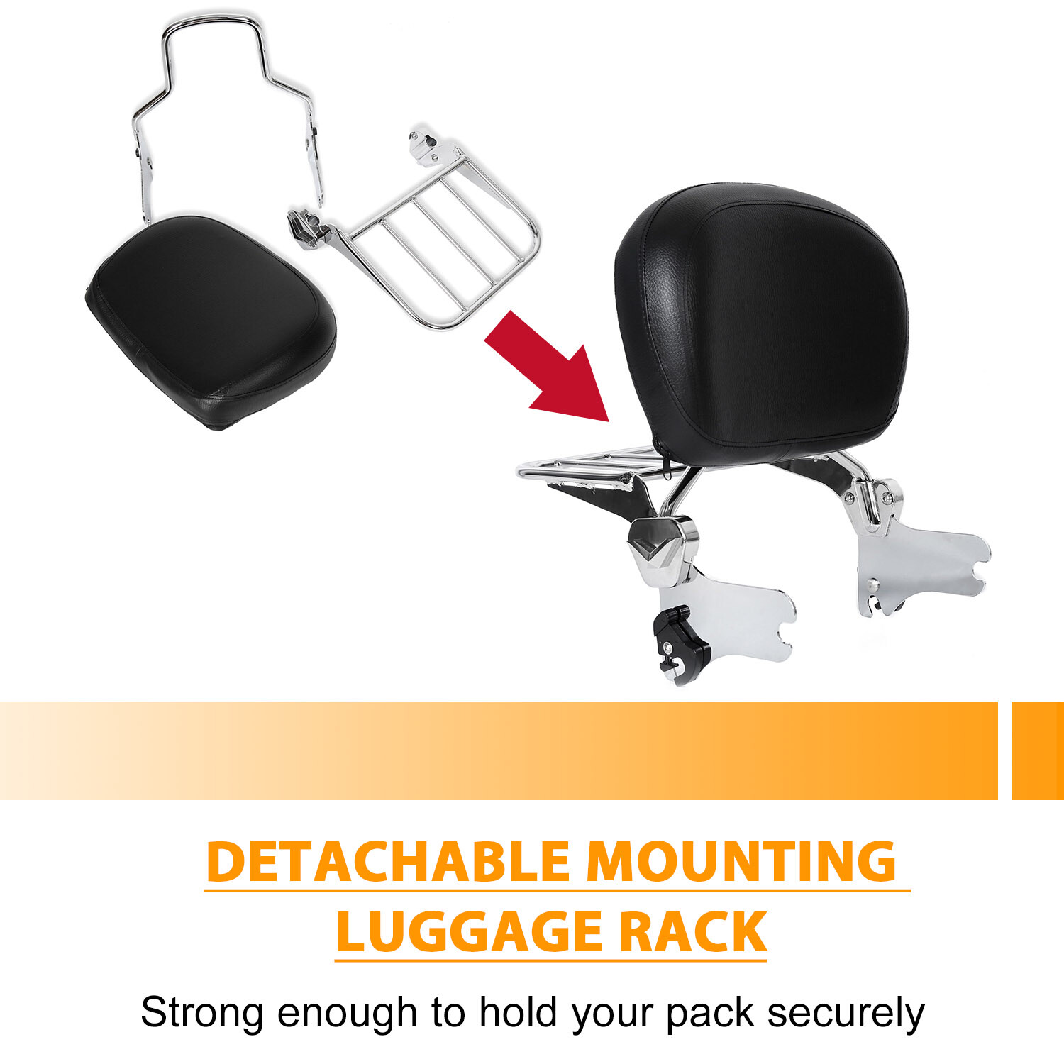 For 94-08 Harley Road King Electra Glide Detachable Sissy Bar Backrest With Rack