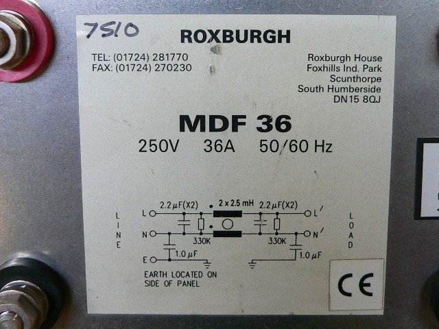 Roxburgh Mdf36 Motor Filter 250V 36A 1 Phase