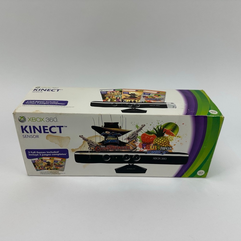 Brand New Sealed Xbox 360 Kinect Sensor w/ Gunstringer & Fruit Ninja Bundle