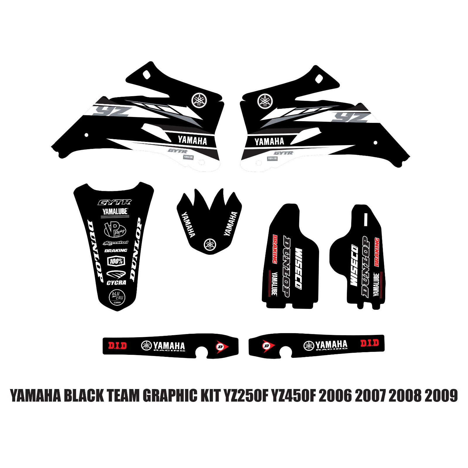 YAMAHA BLACK TEAM GRAPHICS YAMAHA YZ250F YZ450F YZF250 YZF 2006 2007 2008 2009