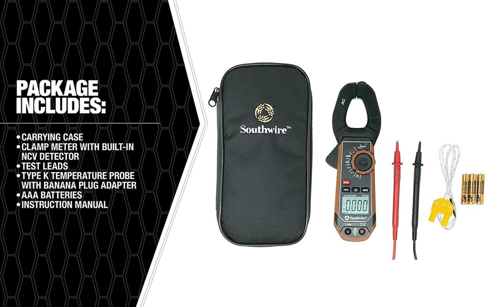 Southwire 21510N clamp meter; third-hand test probe holder; 400A AC current r...