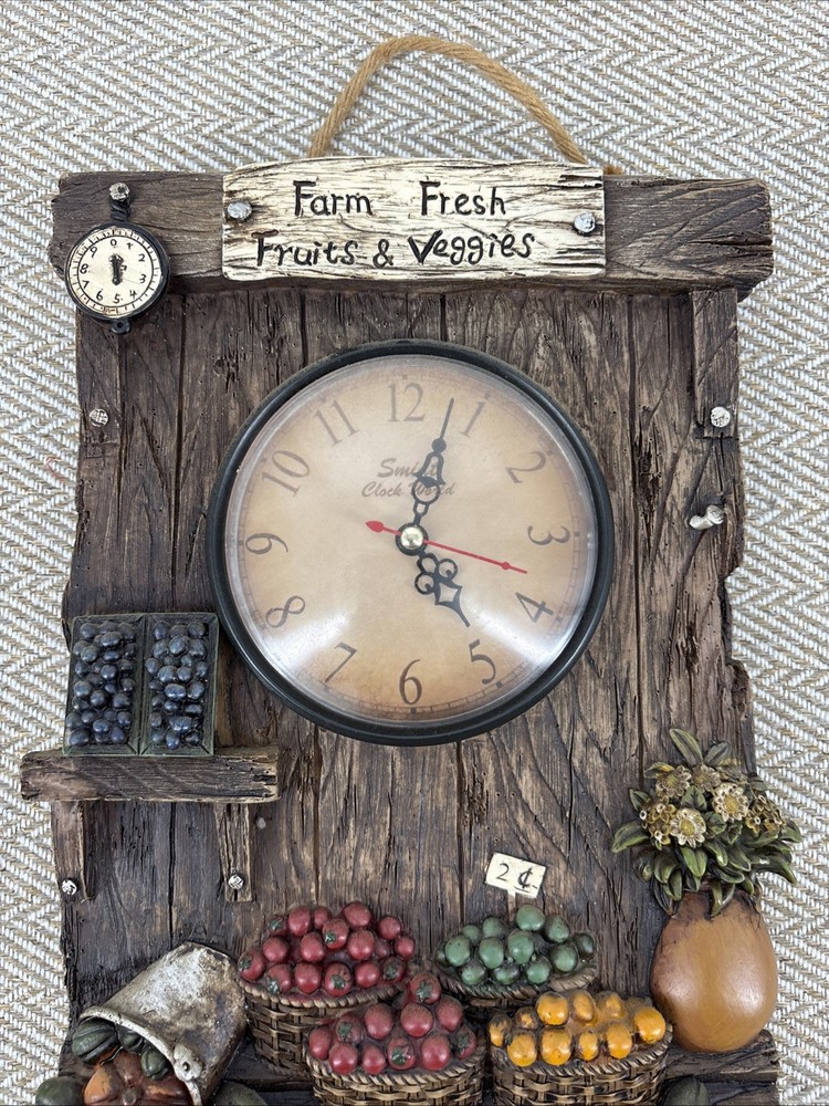 Vintage Fruit Stand Wall Clock Fruit 80s Working