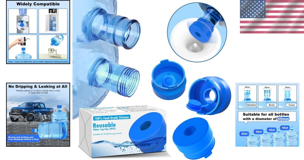 Thickened Silicone Water Jug Cap Set (3-Pack) - Easy Install & Durable Design