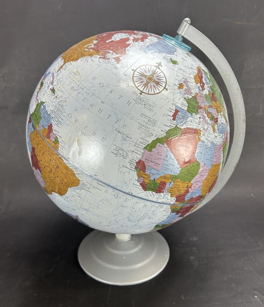 Vintage Replogle Platinum Raised Relief Globe 12”