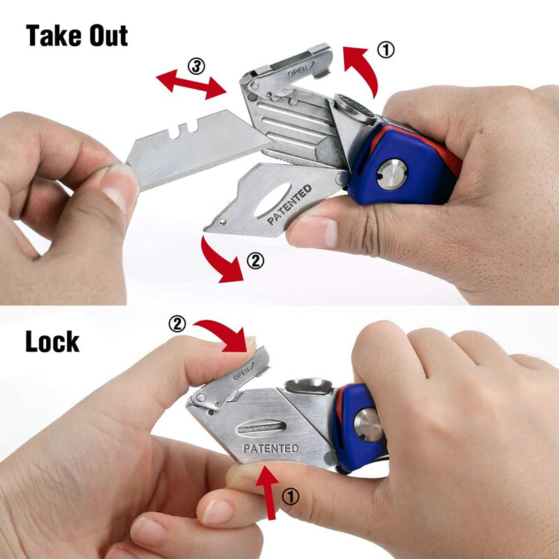 WORKPRO Folding Utility Knife Box Cutter Quick-Change Blade w/ 5PCS Extra Blades