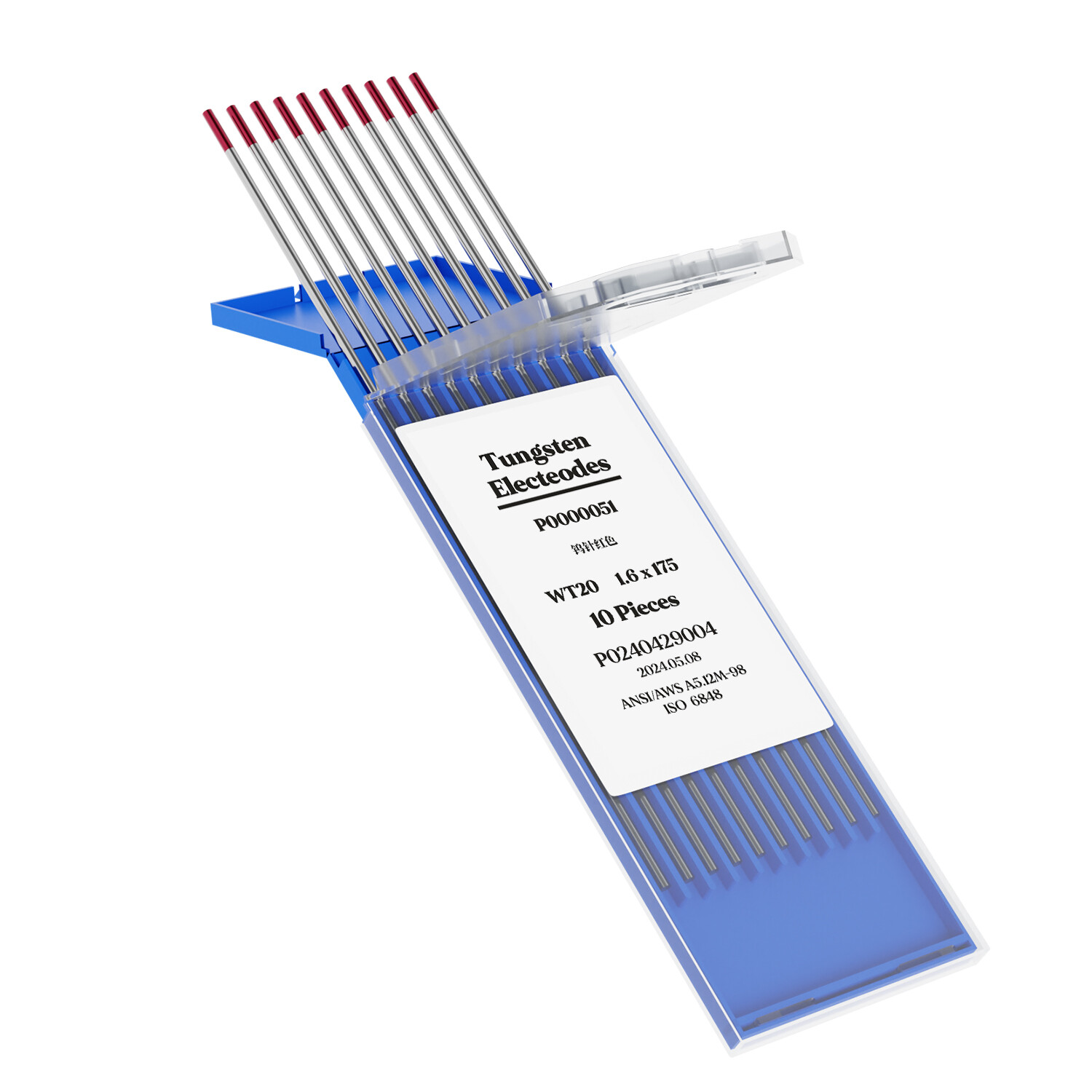 10-pk 1/16" x 7" Red TIG Welding Tungsten Electrode 2% Lantanated ,US Stock