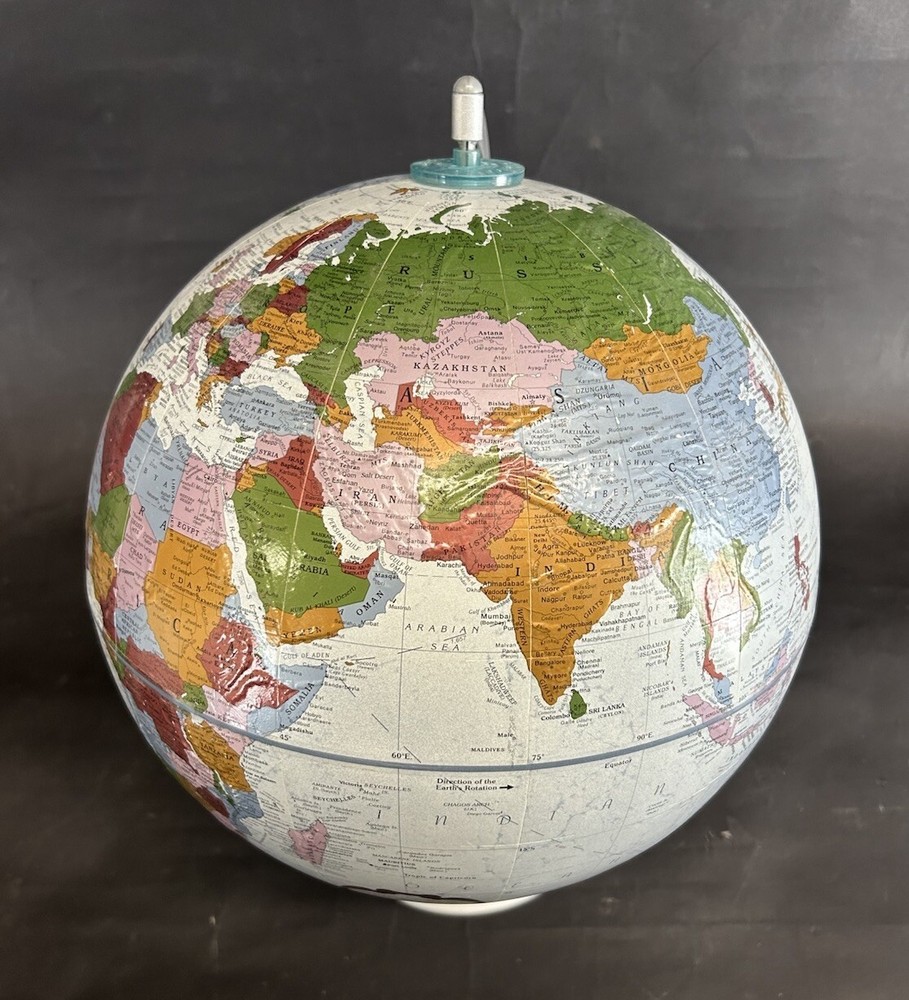 Vintage Replogle Platinum Raised Relief Globe 12”