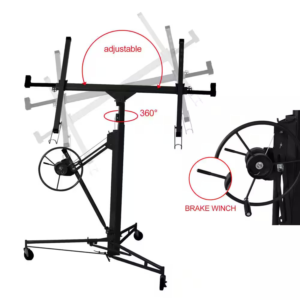 16 Ft. Drywall Panel Lifter, Drywall Panel Hoist, Jack Lifter Jack Rolling Caste
