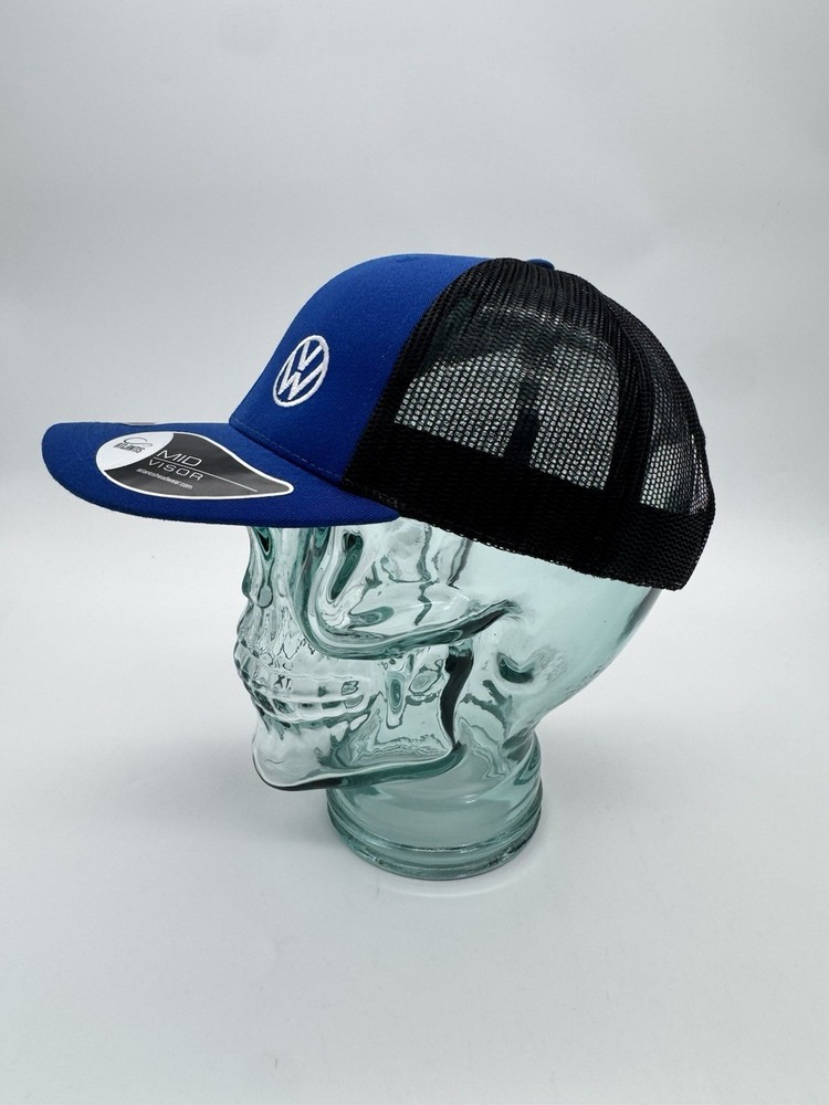 Volkswagen VW Blue Trucker Hat Snapback Mesh Cap Recycled Polyester
