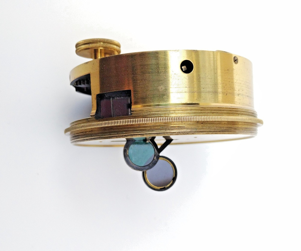 Brass pocket / drum sextant and case – William Rothwell.