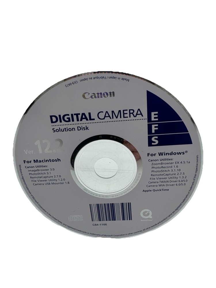 Canon Digital Camera Solution Disk Version 12.2 for Macintosh & Windows C84-1166