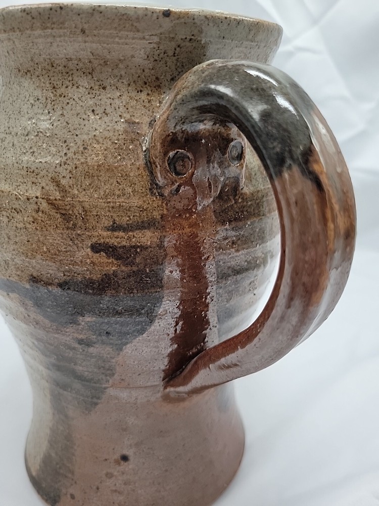Unique Vintage Hand Thrown Pitcher Signed Salt Glaze