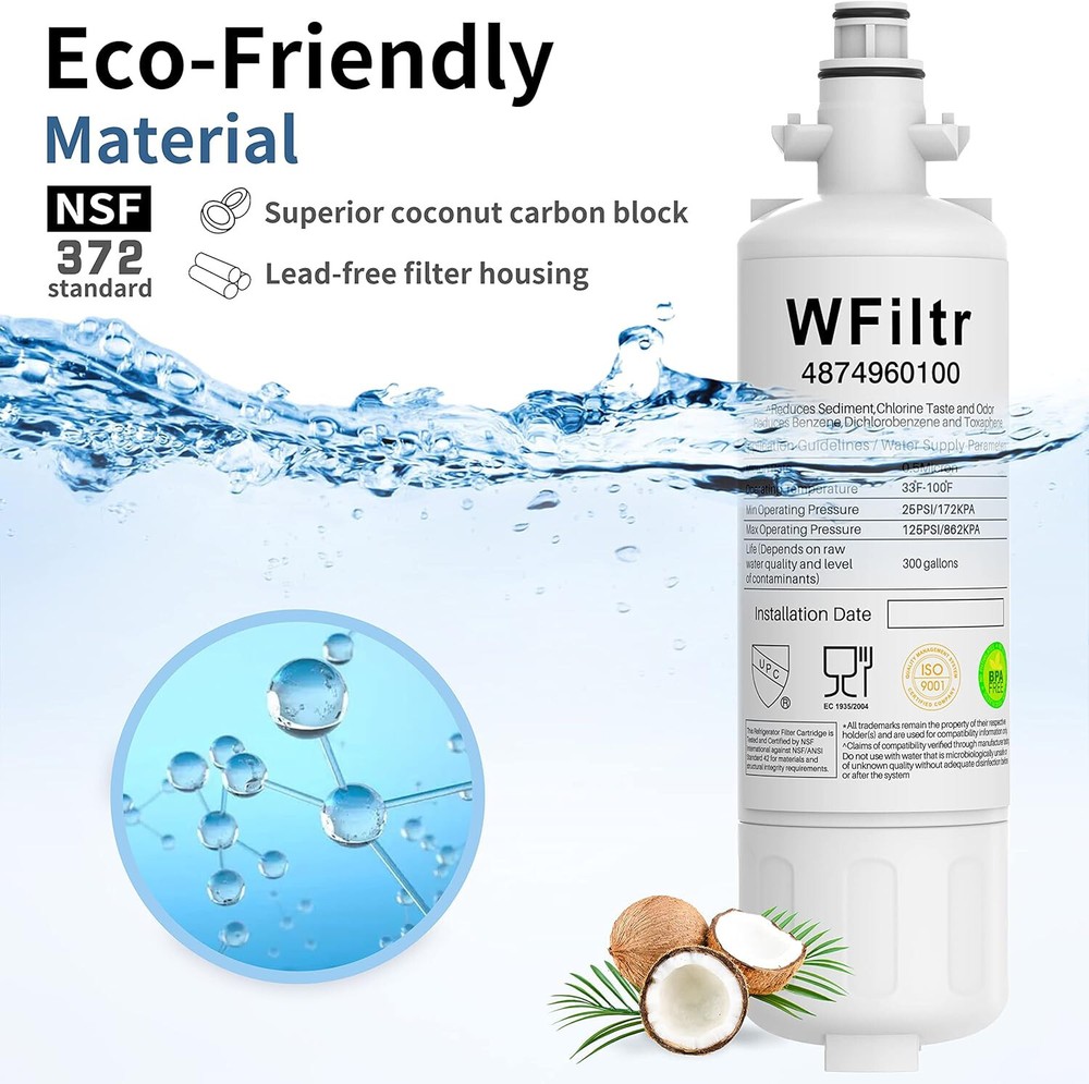WFiltr 4874960100 Replacement Filter for Beko Refrigerator (2 Pack)