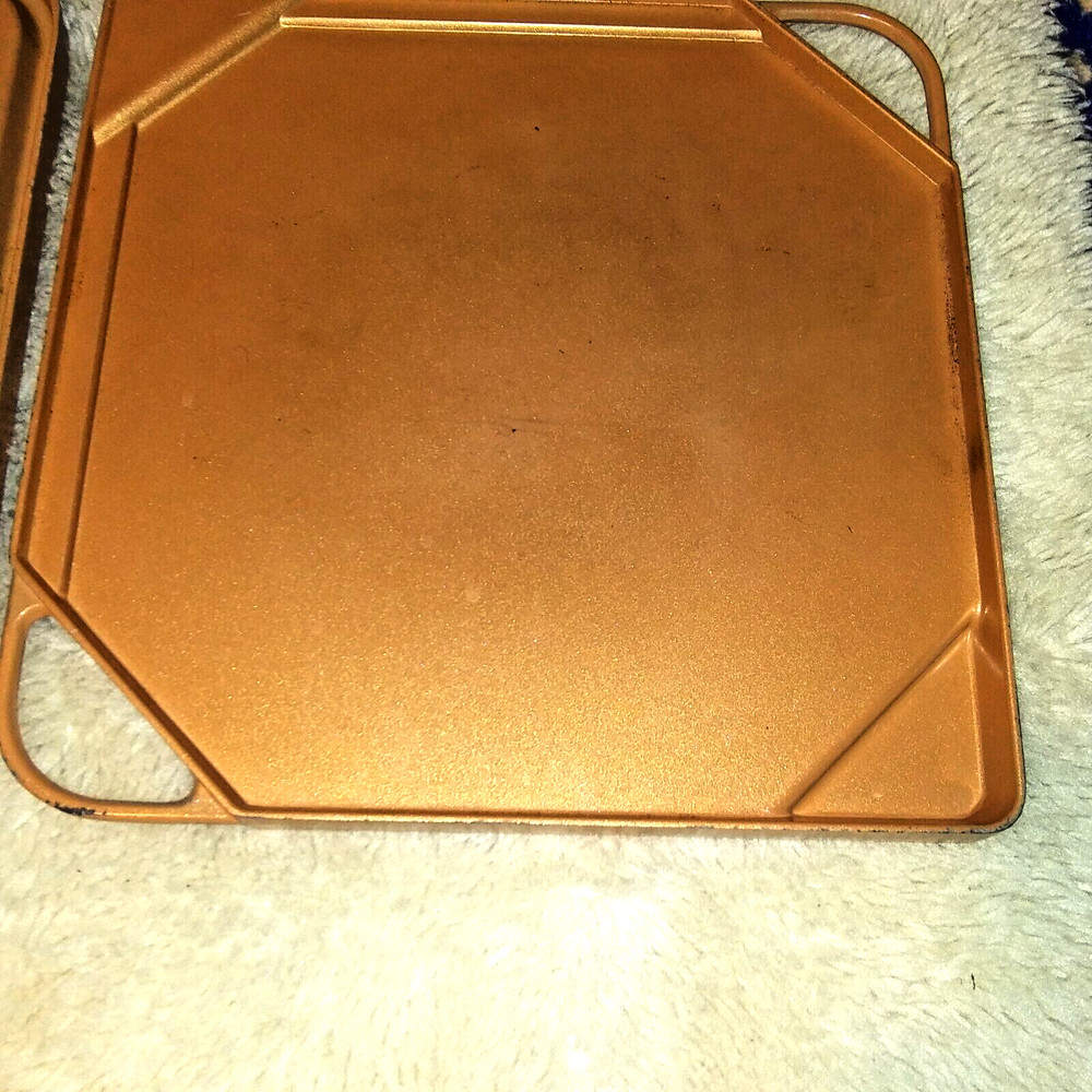 3 pc Non-Stick Bacon Crisper ,Double Sided Copper Griddle,gotham Reversible pan