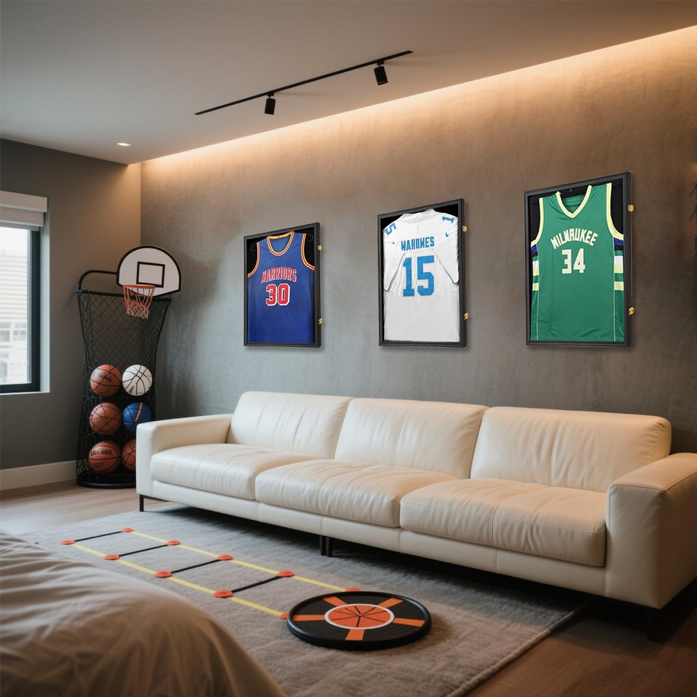 Tieeqe Jersey Frame Display Case-Jersey Shadow Box- 1 Pack, Black