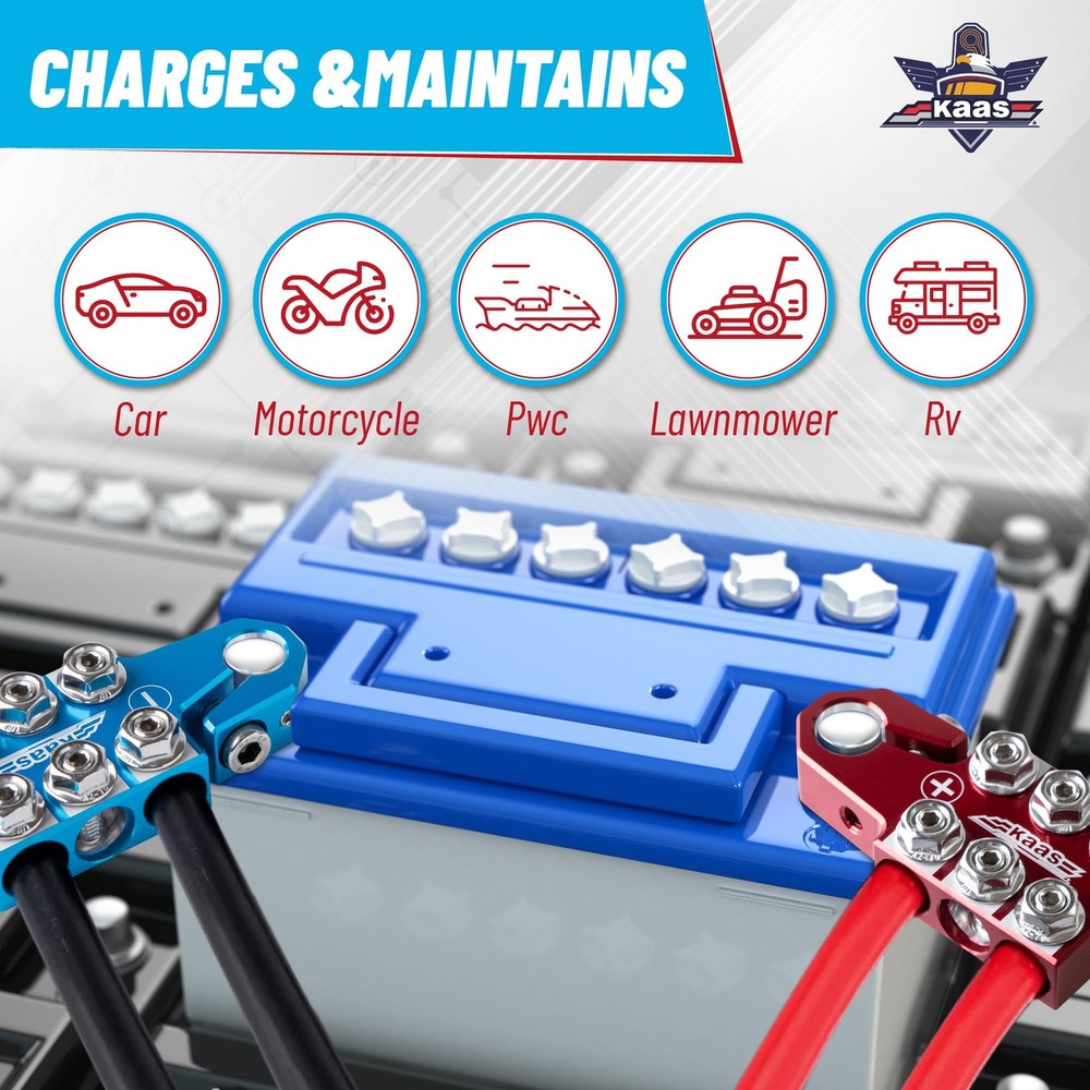 Kaas Battery Terminal Connectors, Colored Anode Top Post Terminal,...