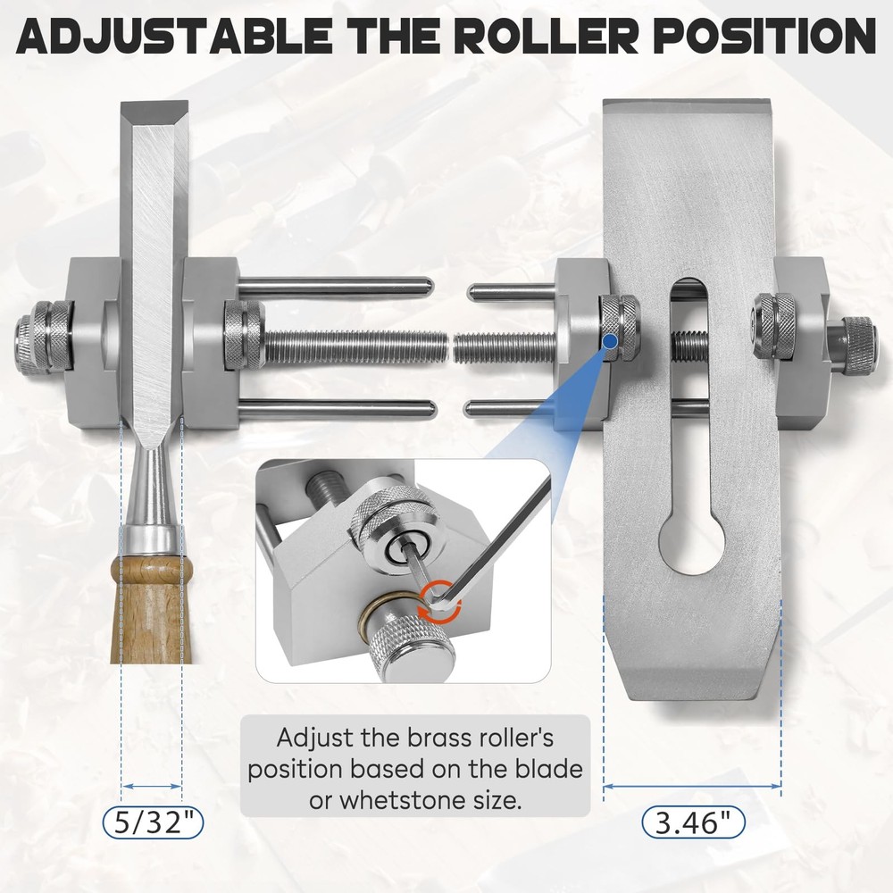 Chisel Sharpening Jig Honing Guide w/ Adjustable Angle Gauge Woodworking