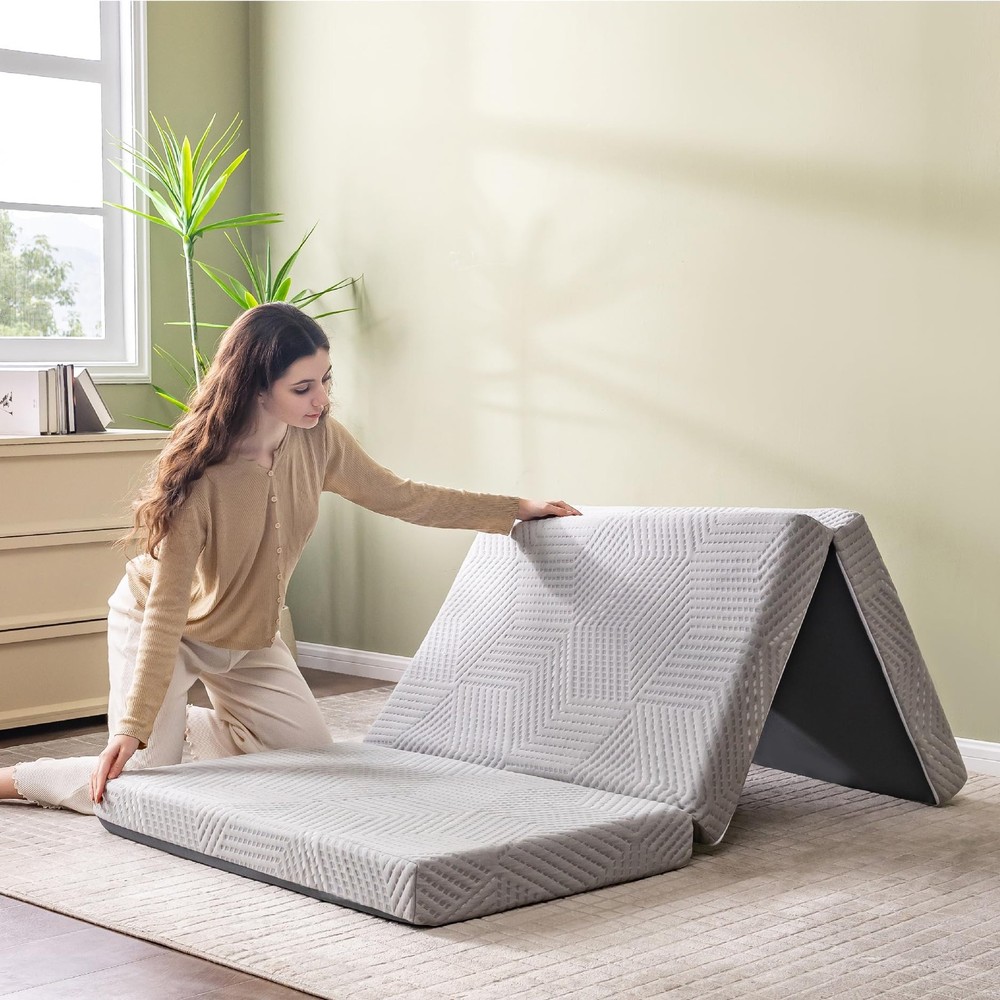 CH Charme House Folding Mattress, 4 Inch Single Tri Single, Grey