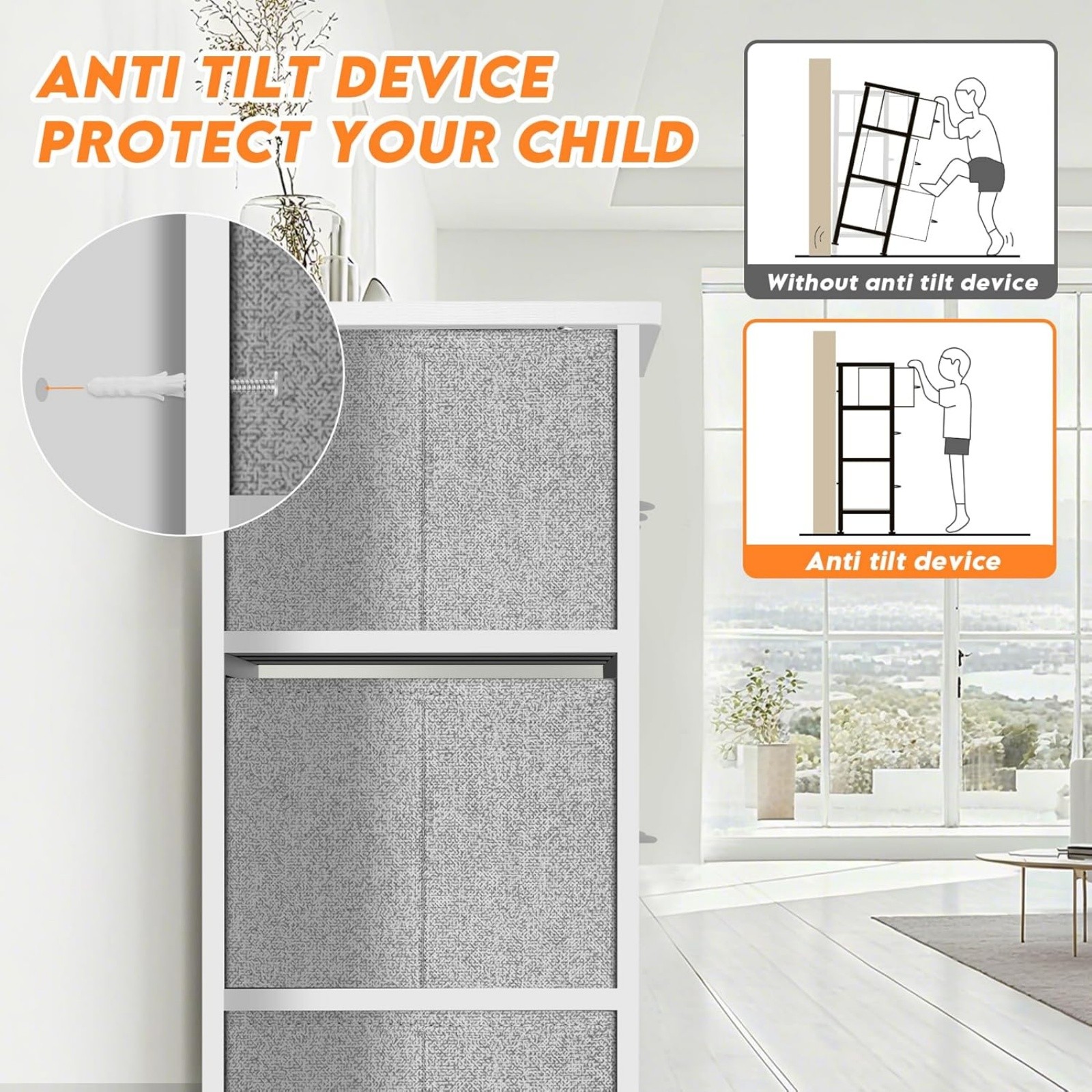 Curved White Dresser for Bedroom with 7 Drawers Storage Drawers Organizer Unit