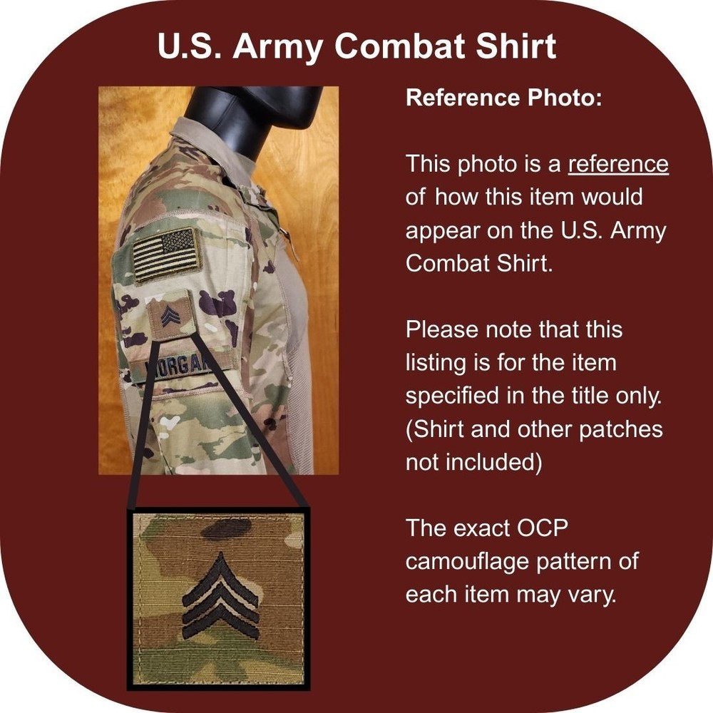 Sergeant (SGT) OCP Rank Patch U.S. Army Combat Uniform (ACU) Hook and Loop