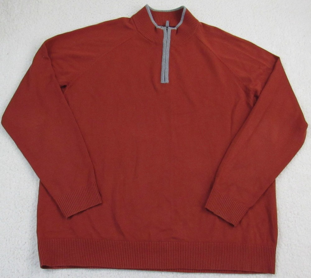 Duluth Trading Sweater Mens Extra Large Quarter Zip Dark Orange Pullover