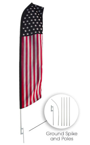 Feather Flutter Swooper Flag 16' POLE + SPIKE Ground Stake Mount KIT 4 PACK