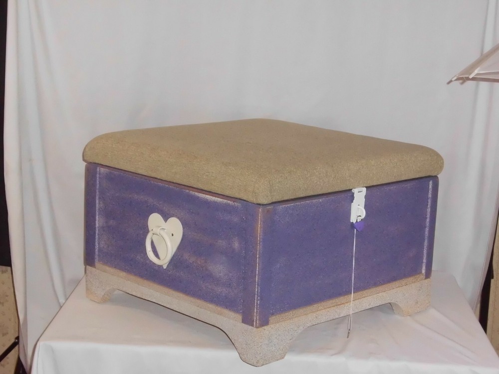 Purple Cream Ottoman/ Storage Box ( Primitive)