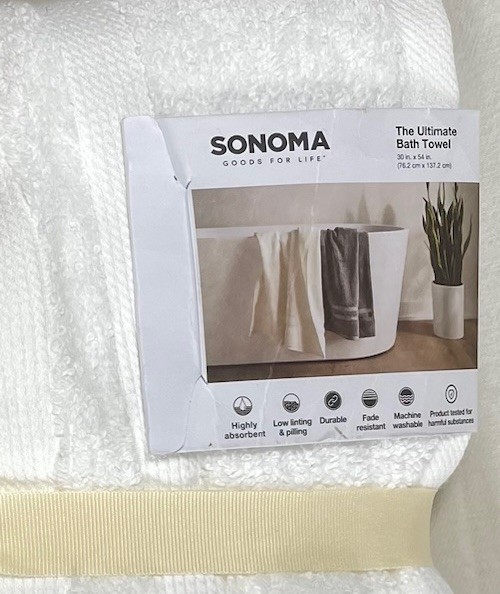 NEW Sonoma Good For Life 6 pc Quick Dry Pure White Spa Bath Towel Set Cotton