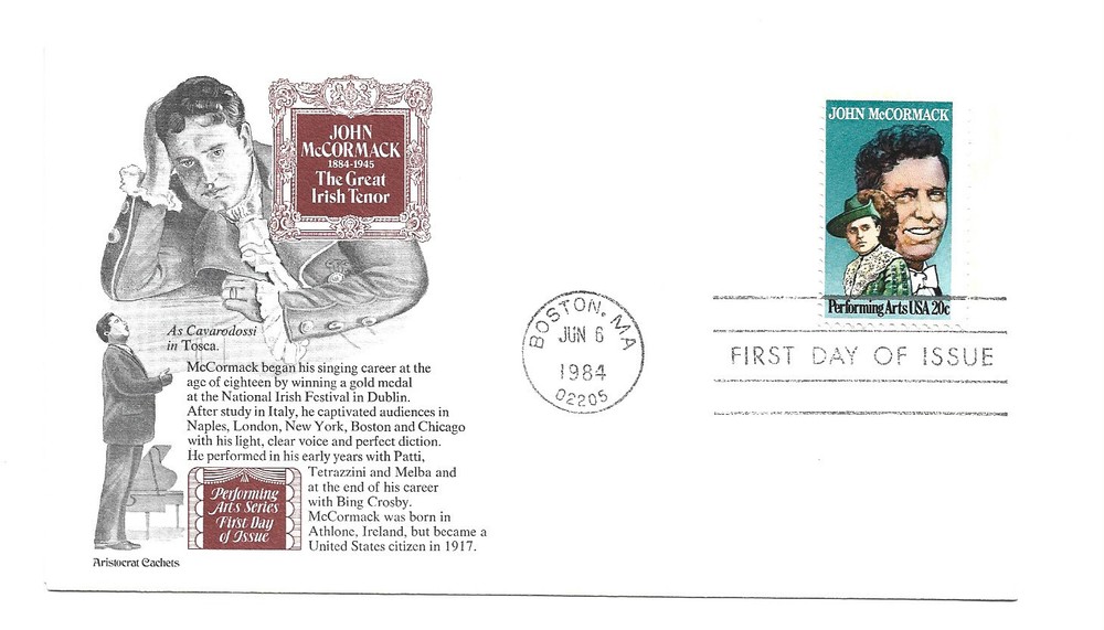 2090 John McCormack Aristocrat Cachets FDC