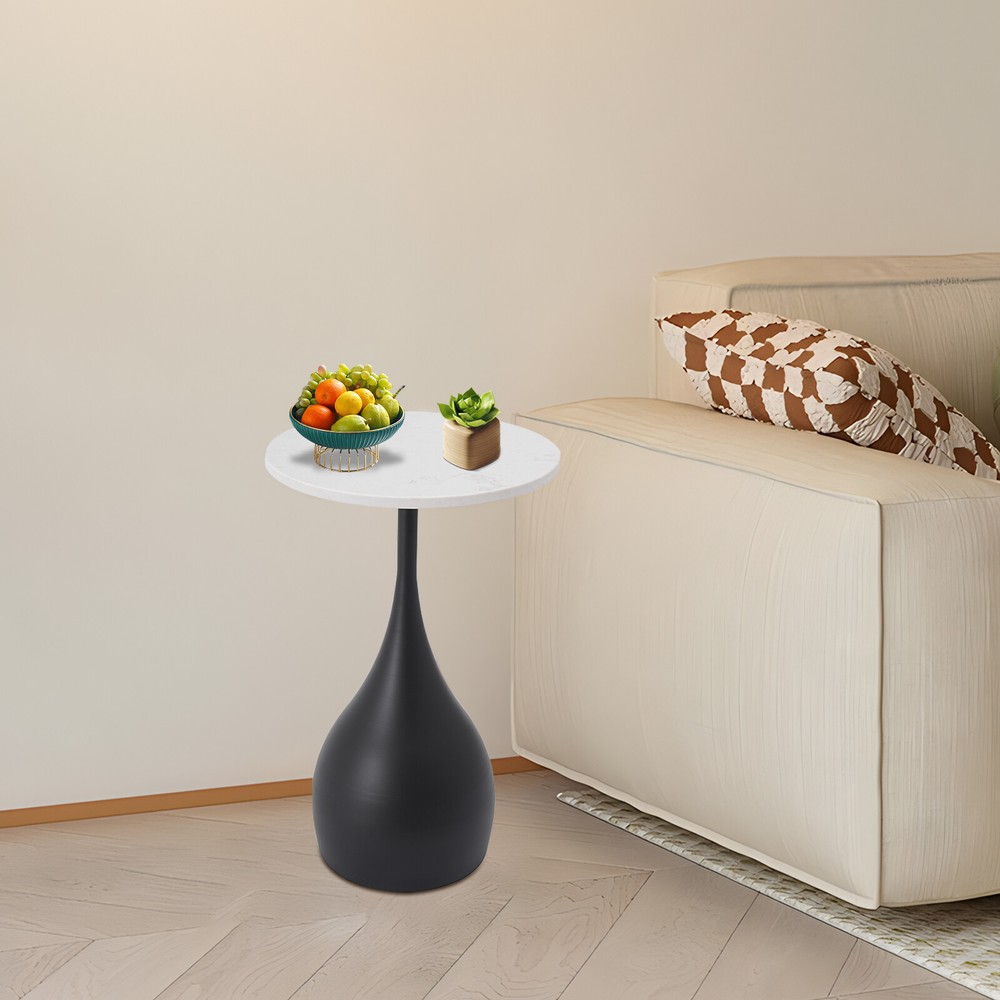 1378 Inch Marble Sofa Side Table Modern Round Accent Table For Small Spaces