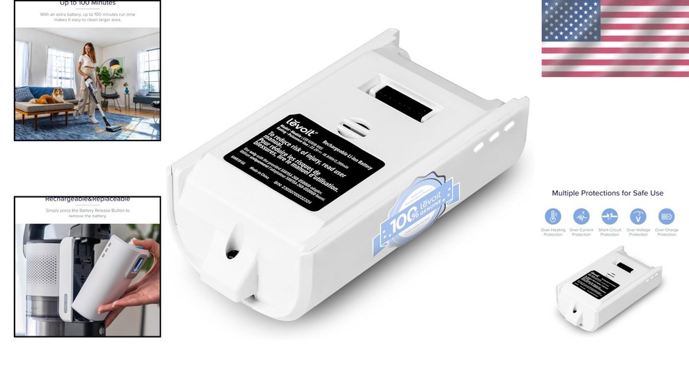 LVAC-200 Replacement Battery, 2200mAh, 50 Mins Runtime