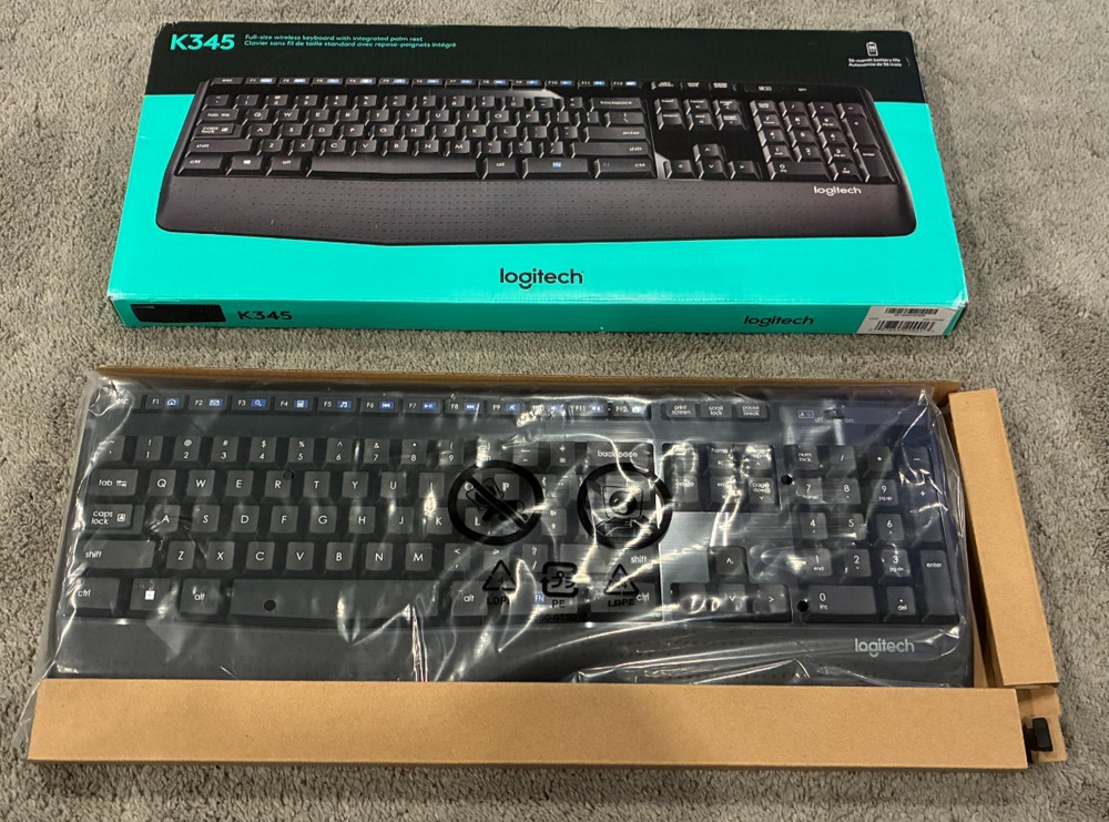 Logitech K345 Wireless Keyboard - Full-Sized Keyboard & Palm Rest - New & Unused