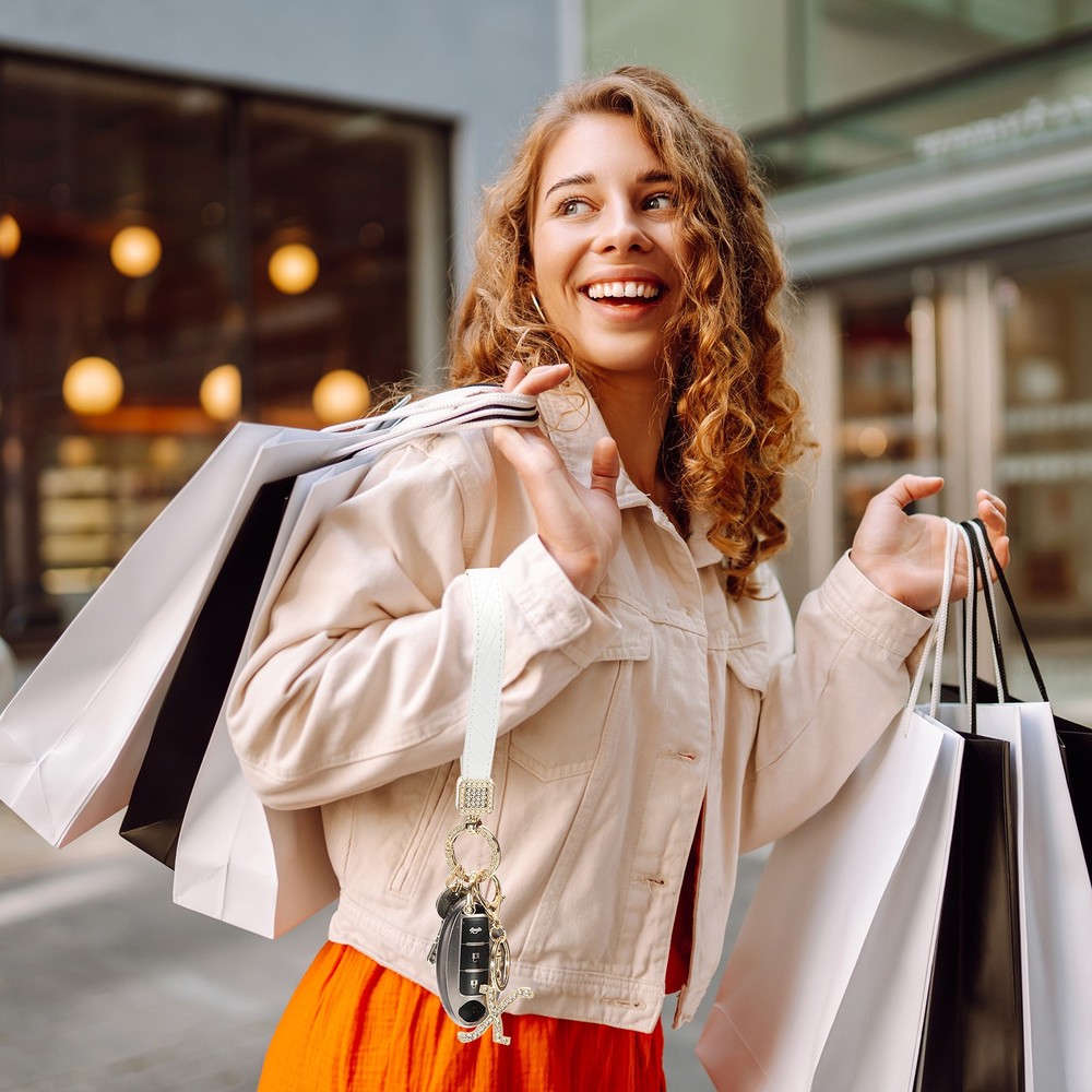 Leather Wristlet Keychain, Chic Letter N Keychains