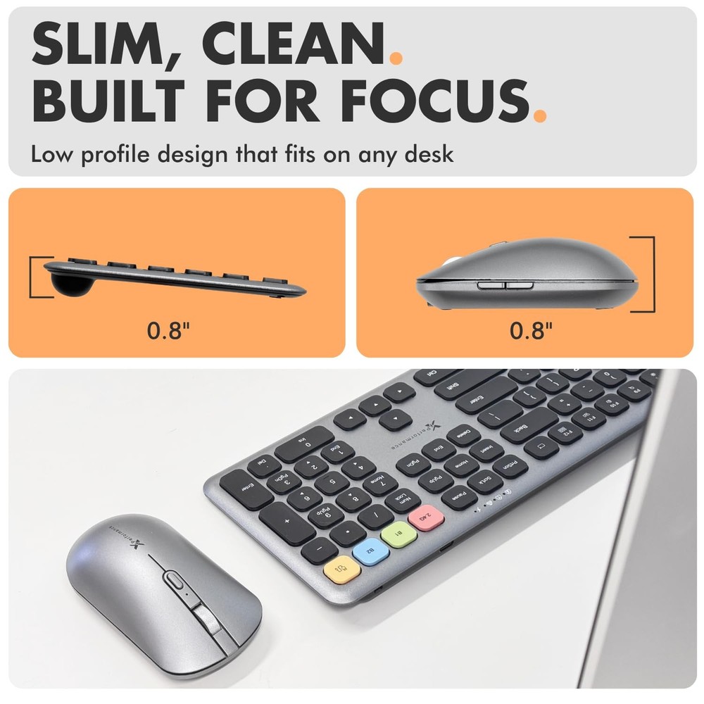 X9 Bluetooth Keyboard and Mouse Combo (Bluetooth, 2.4Ghz, USB C Wired) - Slim...