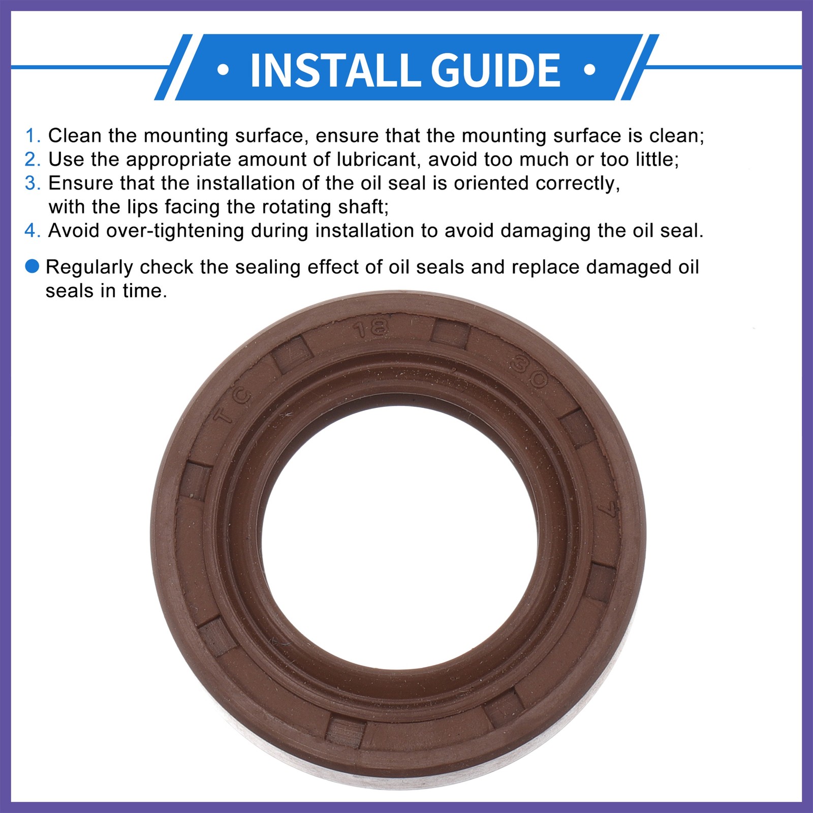 Oil Seal Seal Ring Rotary Shaft Seal FKM Rubber 18x30x7mm 2 Pcs