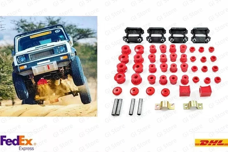 Suzuki Samurai Complete Polyurethane Suspension Leaf Spring Bushing Kit-Spl RED