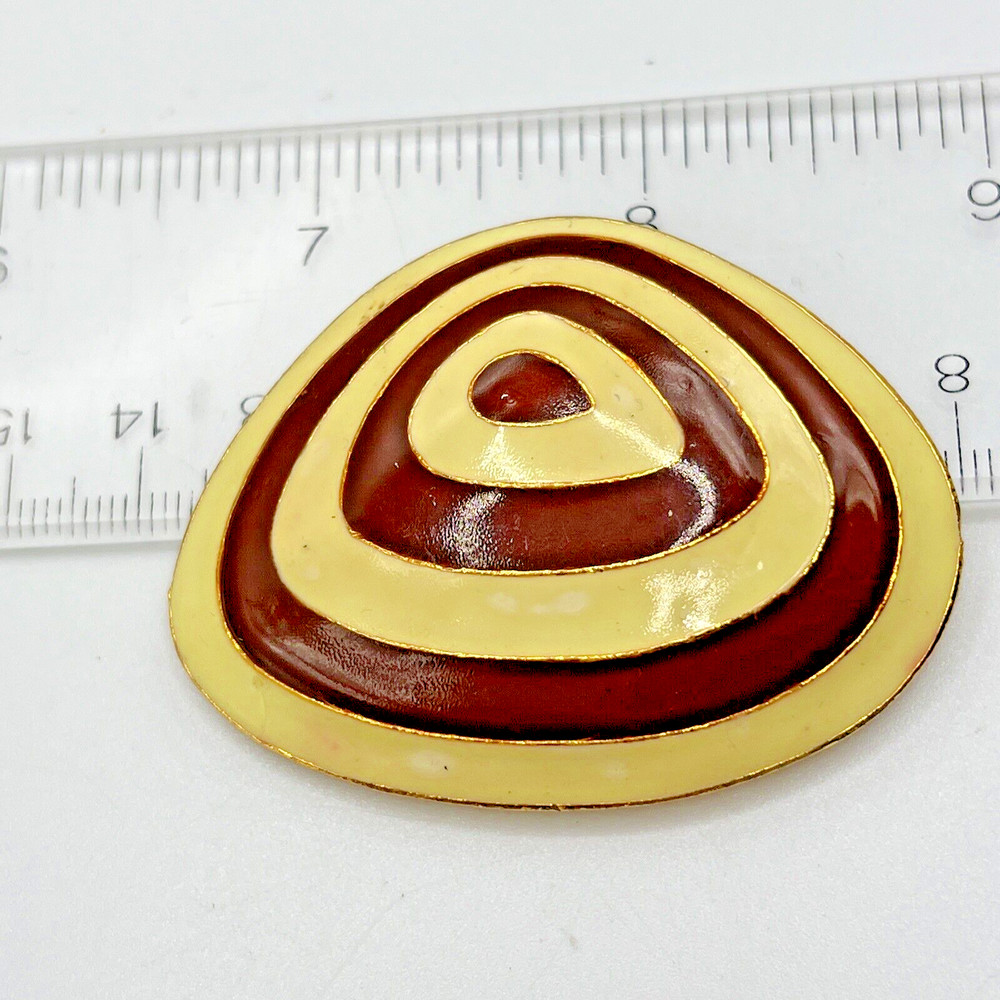 Cloisonne Enamel Pendant Brooch Combo Vintage Pin Triangular Pattern Gold Tone