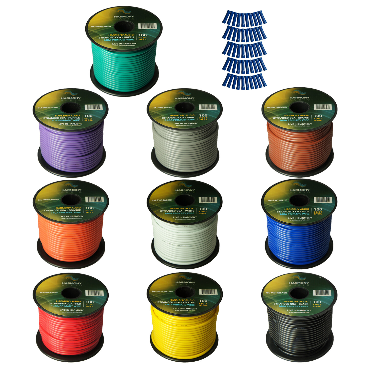 Harmony Car Primary 14 Gauge Power or Ground Wire 1000 Feet 10 Rolls Multi Color