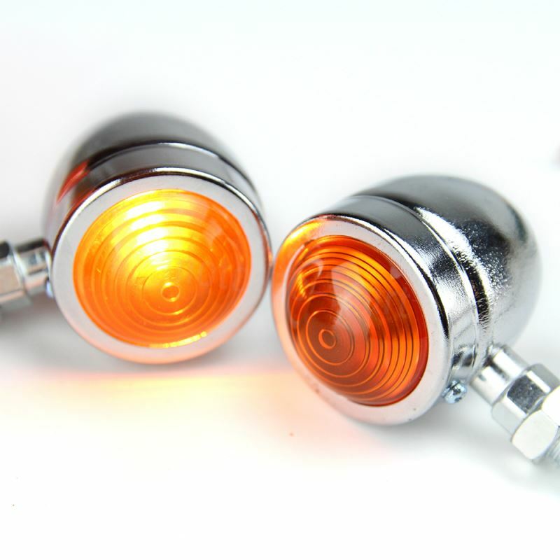 2X 12V Chrome Motorcycle Turn Signals Mini Bullet Blinker Amber Indicator Lights