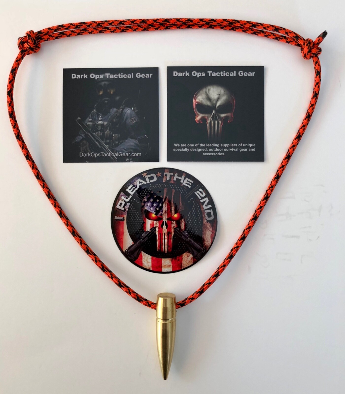 .50 Cal HOG TOOTH Sniper ..Brass ..Paracord ...Necklace ..+ 1 Decal  ..Orange