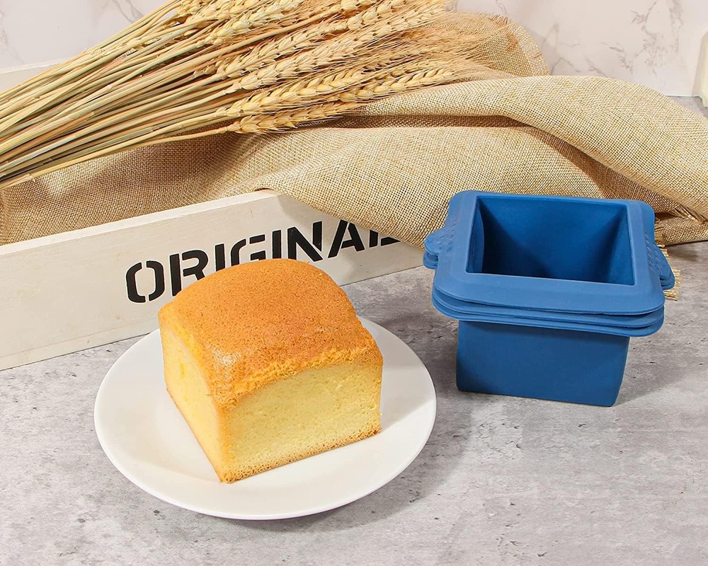 Webake Silicone Square Mold 3x3 Inch Mini Cake Pan for Square, Blue