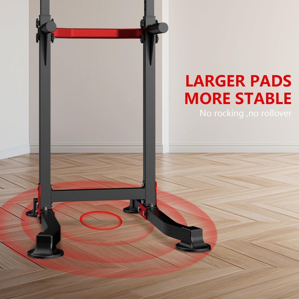 Pull Up Bar Dip Bar Power Tower Workout Dip Station Height Adjustable Free St...