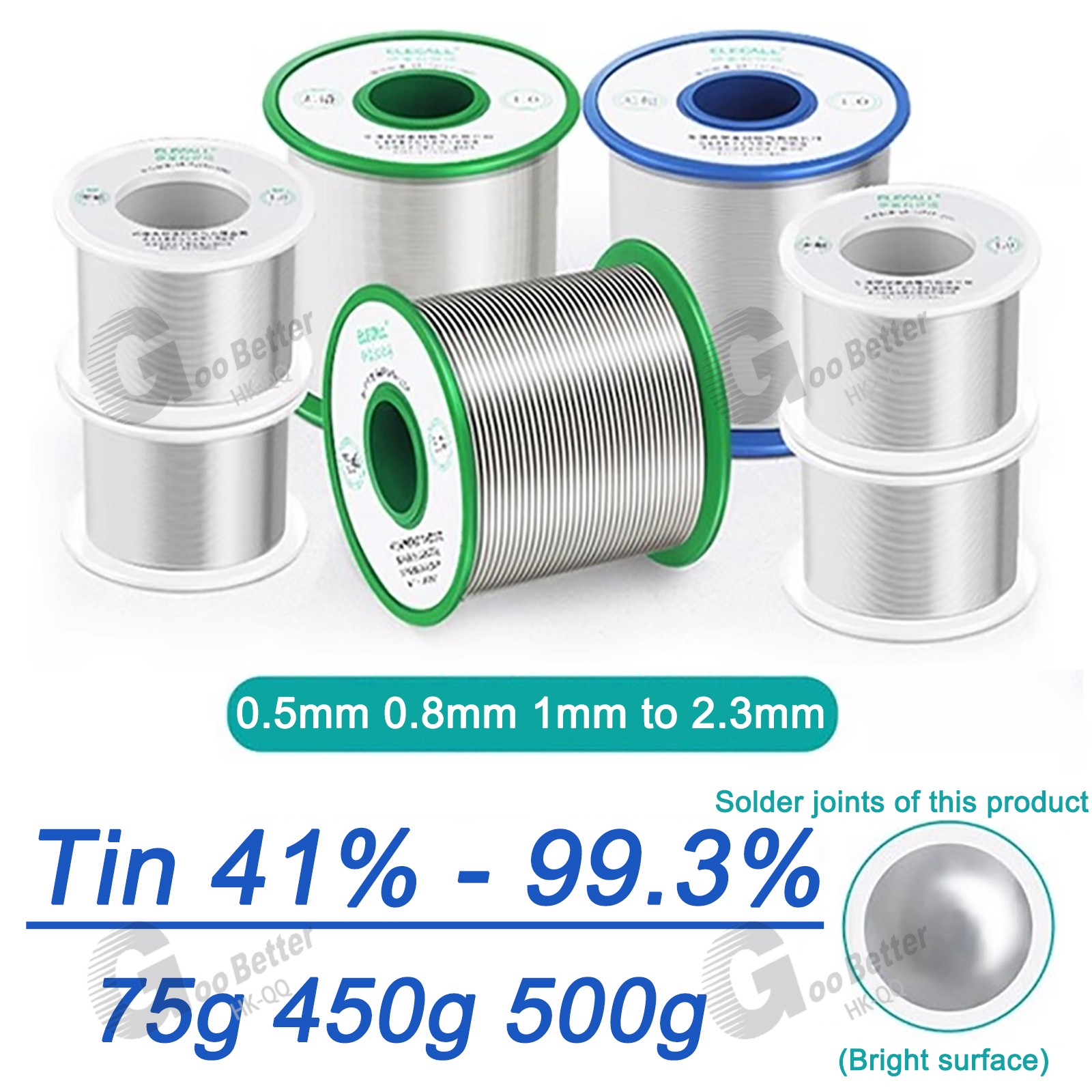 75g - 500g 41% 63% 99.3%Tin Wire High purity Soldering Lead free 0.5mm - 2.3mm