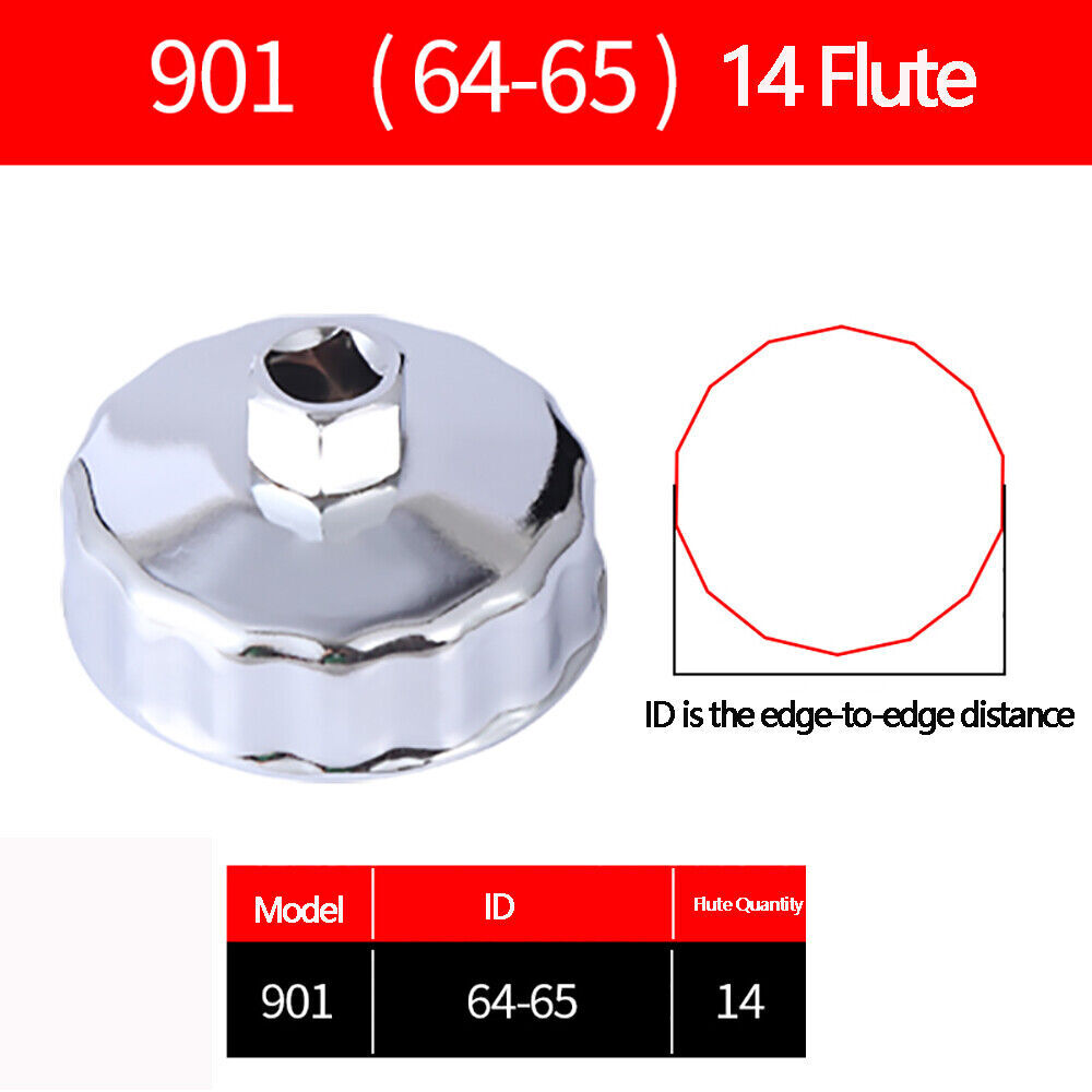 ID 64mm-102mm Oil Filter Cup Cap Wrench Socket Remover Tool For Various Models