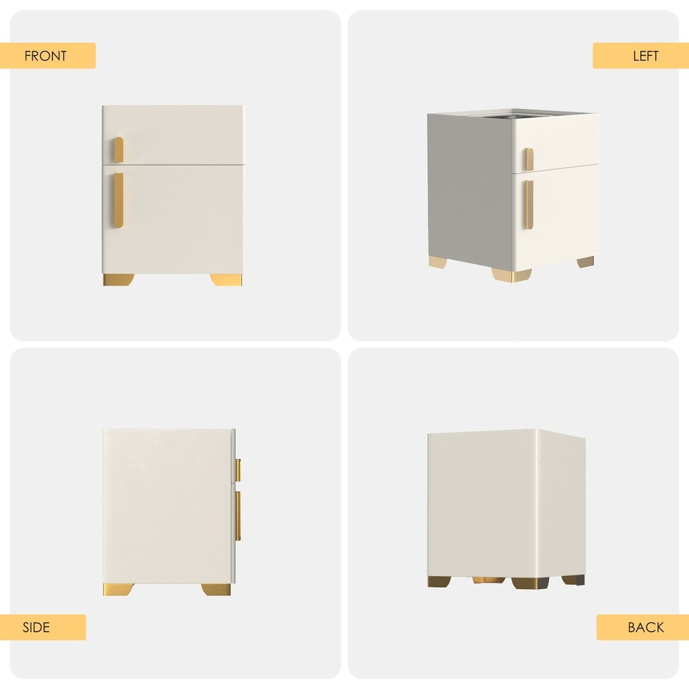 Cream White Smart Nightstand | Safe, Wireless Charging, RGB Light
