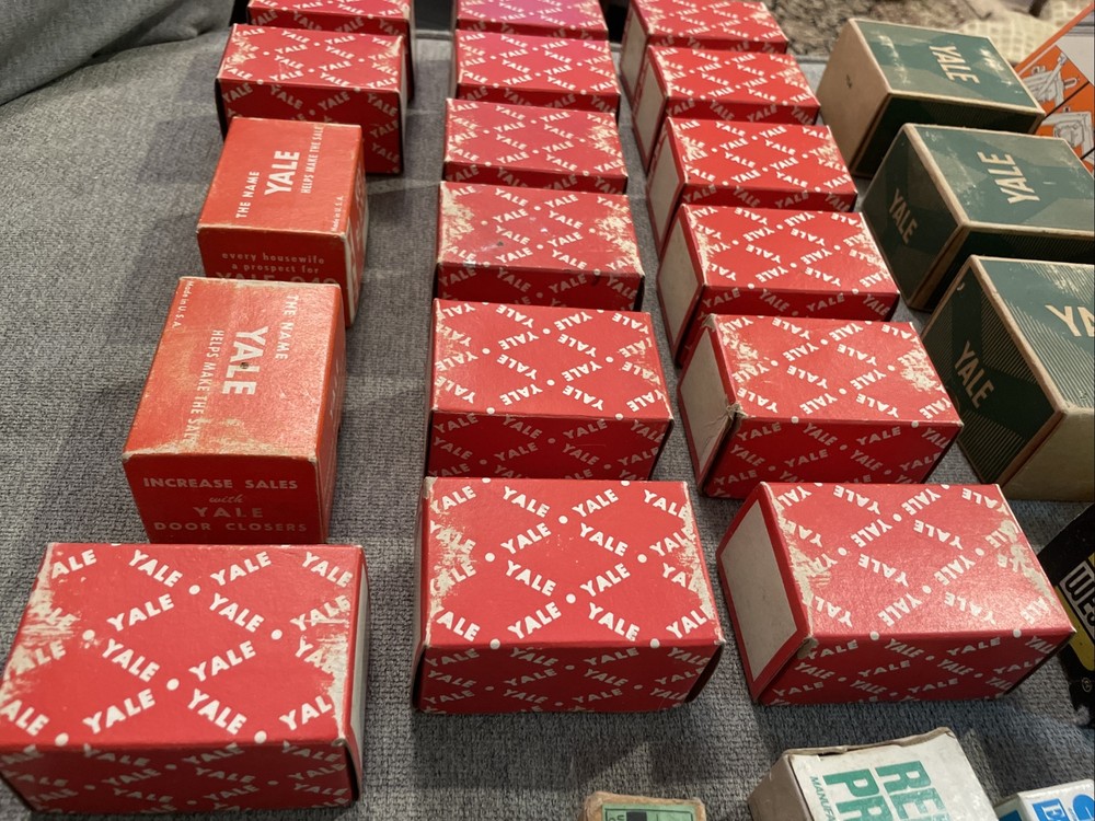 Vintage Yale Lockset Boxes + Adjustable Clamp And Other EMPTY BOXES