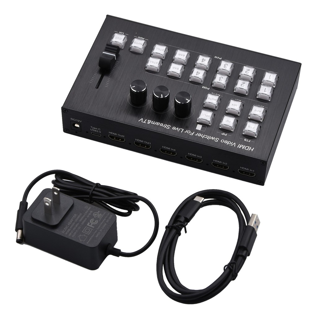 HDMI Video Switcher Mixer Support Multiple Camera Live Streaming OSD PIP MIC